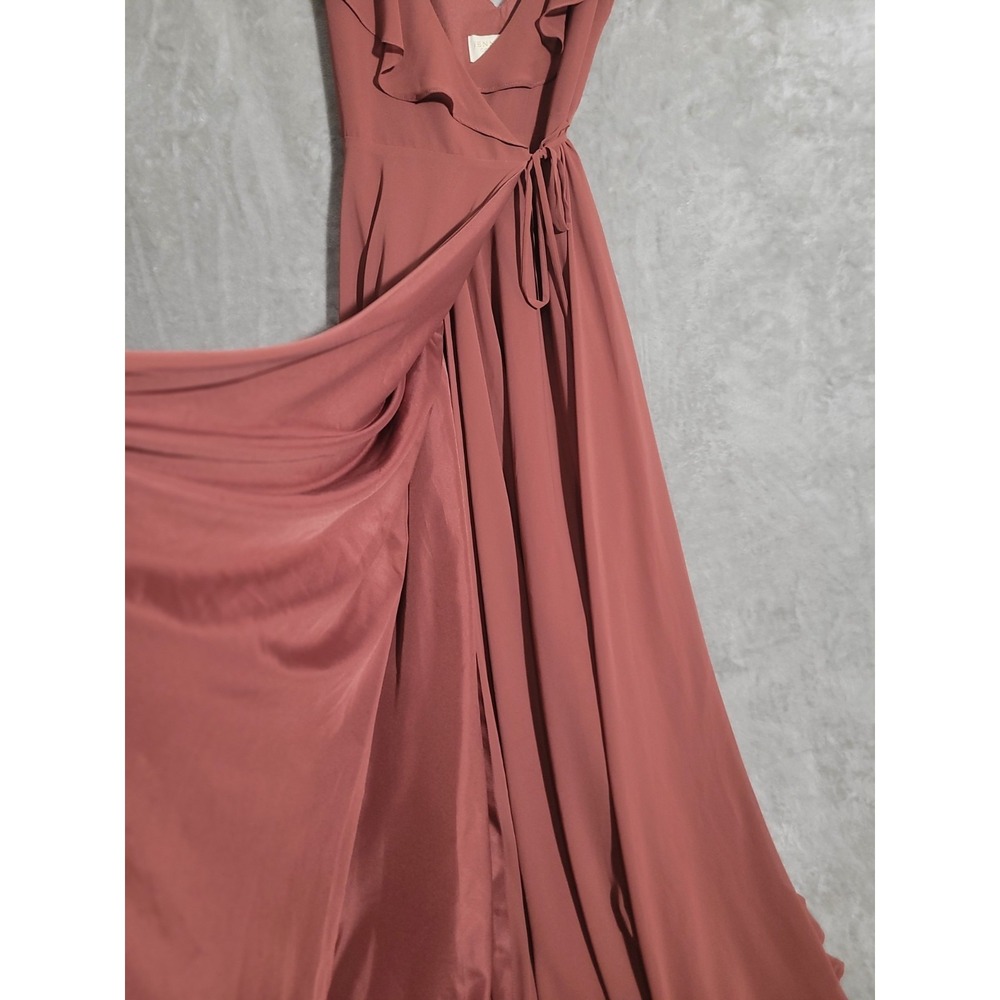 Jenny Yoo Collection SZ 4 Dusty Rose Faye Flutter Sleeve Maxi Wrap Dress/Gown - Picture 8 of 10